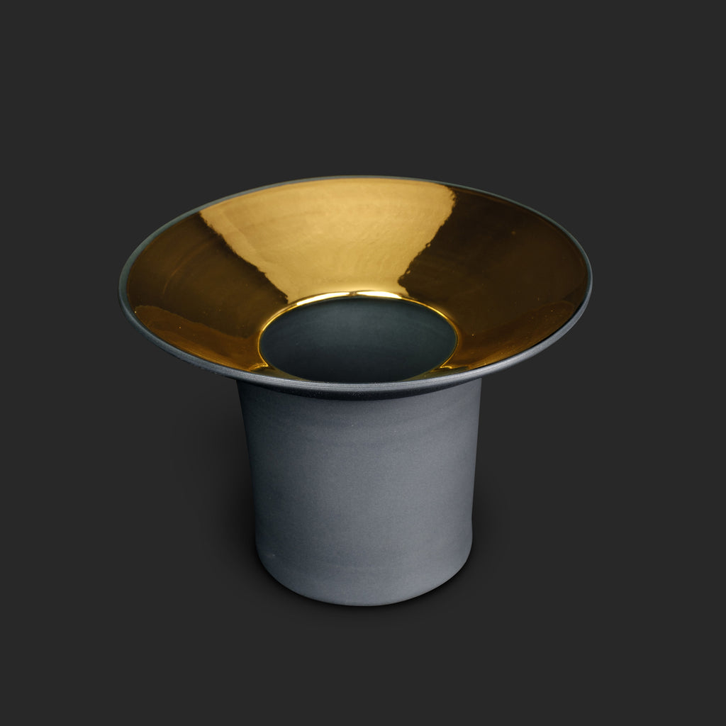 Kerzenschale Golddekor Anthrazit